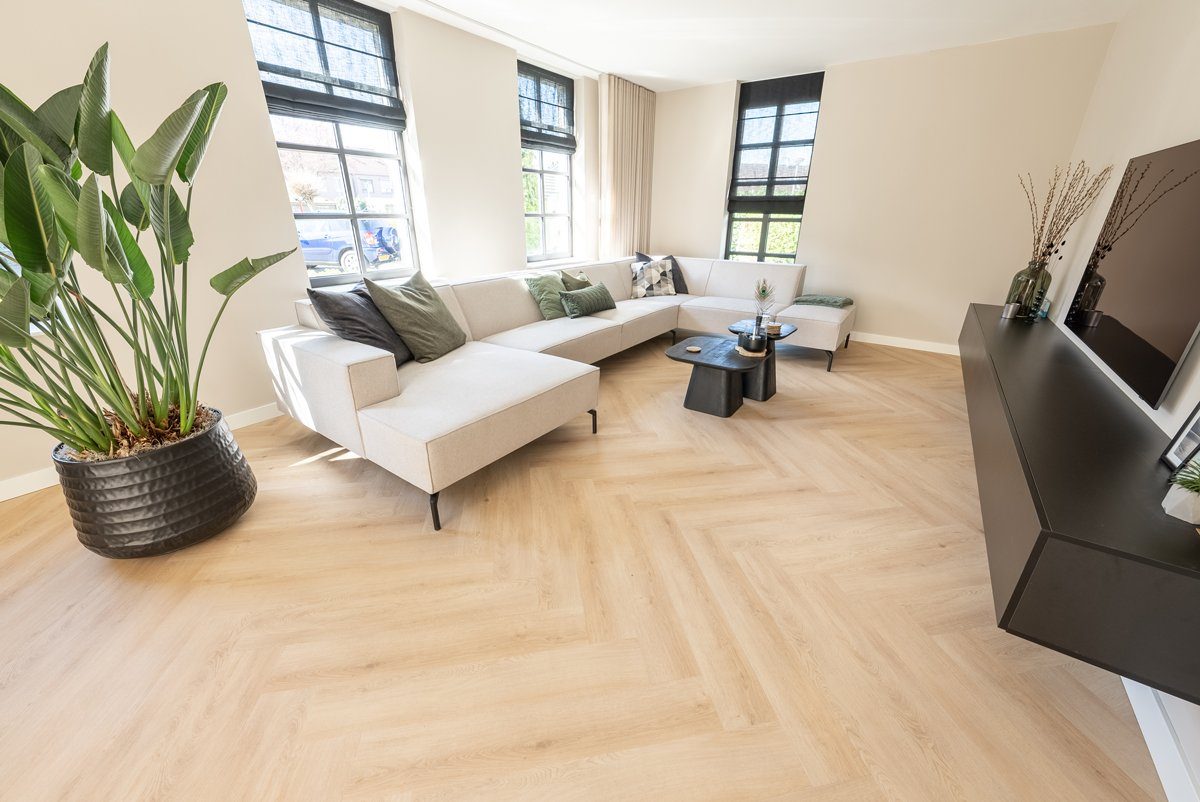 Walvisgraat PVC in kleur Cetus Creme (interieur), foto van leverancier